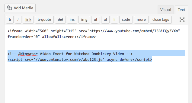 Adding Video Event Code