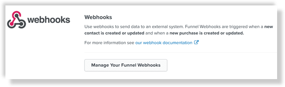 Manage webhooks in the funnel settings
