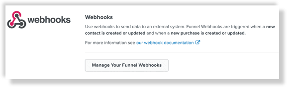 Manage webhooks in the funnel settings