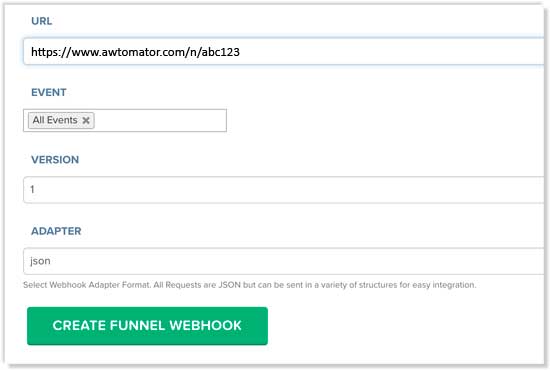 Create a new webhook in Clickfunnels