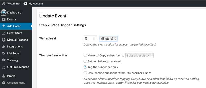 How To Perform An AWeber Action When A Subscriber Visits A Page On Your Website 3 - page event tag 2