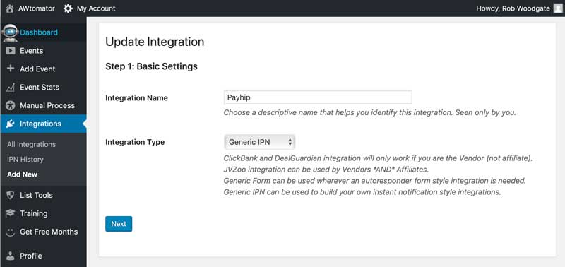 Payhip integration settings - step 1