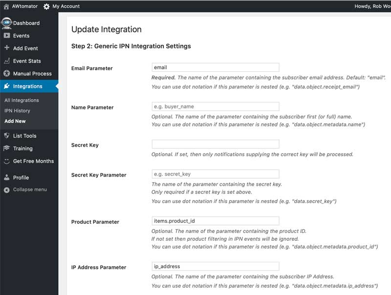 How To Integrate Payhip With AWeber Campaigns 3 Payhip integration settings - step 2