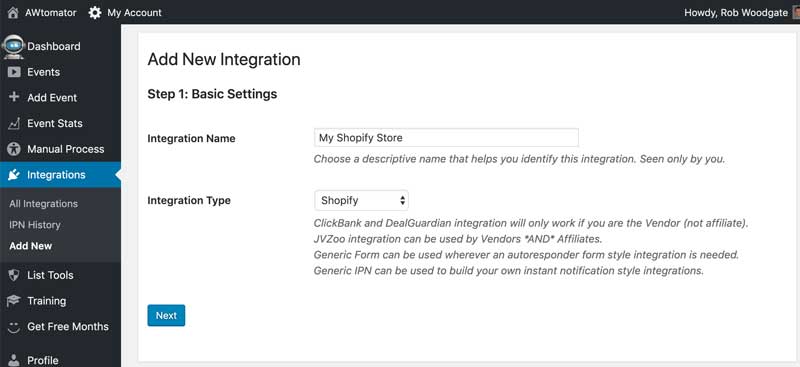 integrate shopify with aweber - shopify integration 1