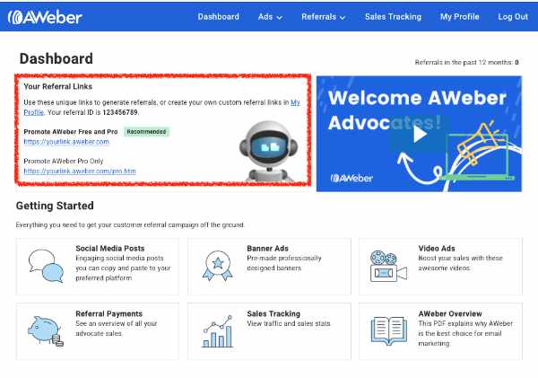 Where is my AWeber affiliate link?