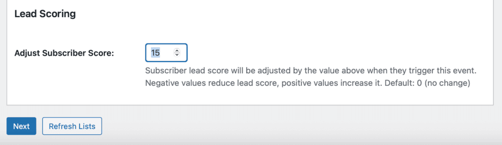Lead Scoring For AWeber 2 Score adjustments with AWtomator events